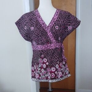 Scrub Top Bundle Vneck Short Sleeve Koi Cherokee Barco Brown Purple Sz S